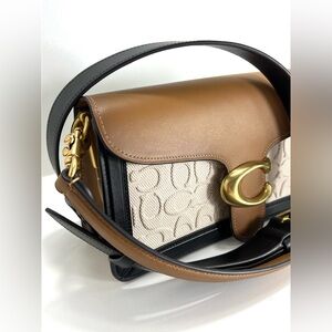 Coach Jacquard Signature Embellished Canvas Tabby 26 In Glovetanned Leather